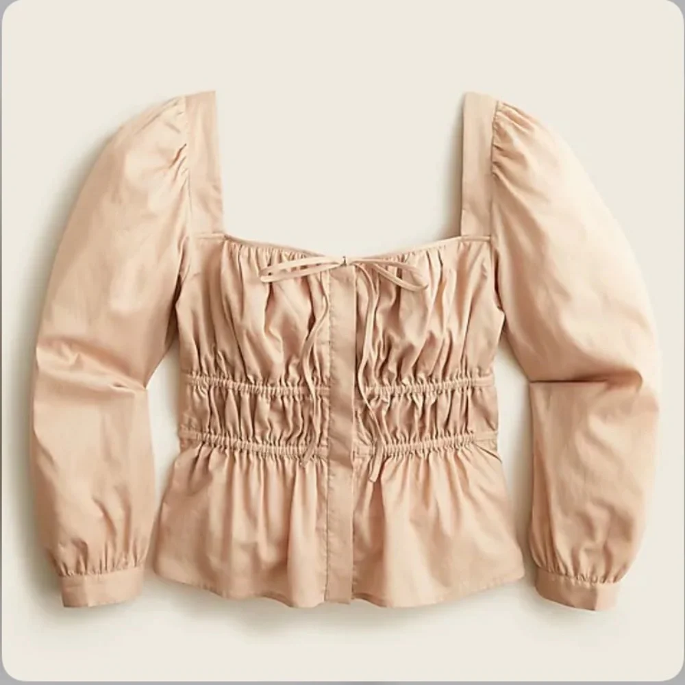 NWT J. Crew Women's Cinched-Waist Top‎ in Herringbone Cotton